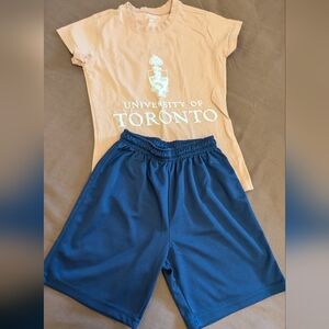 Girl's T-shirt and  athletic short outfit.